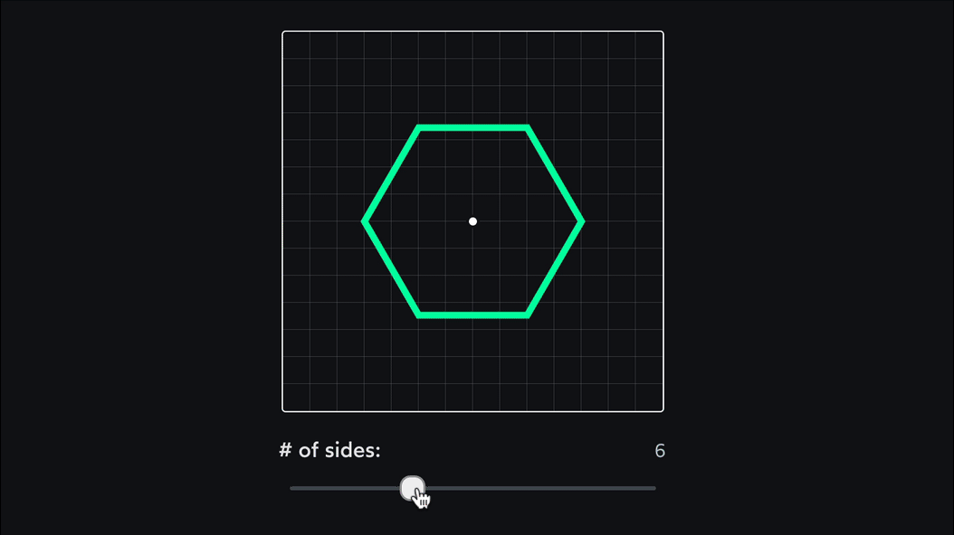 An interactive tool controlling the numbers of an SVG polygon.