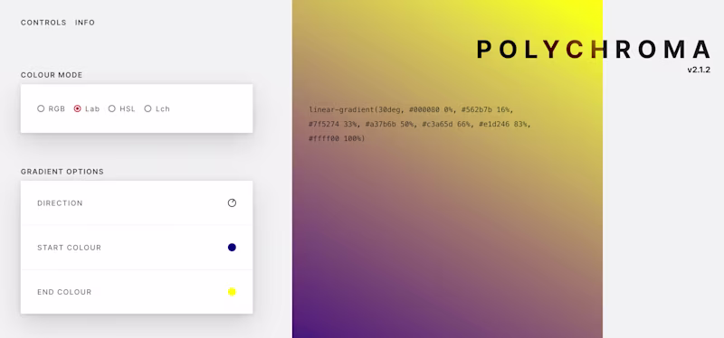 Screenshot of the gradient generator PolyChroma.