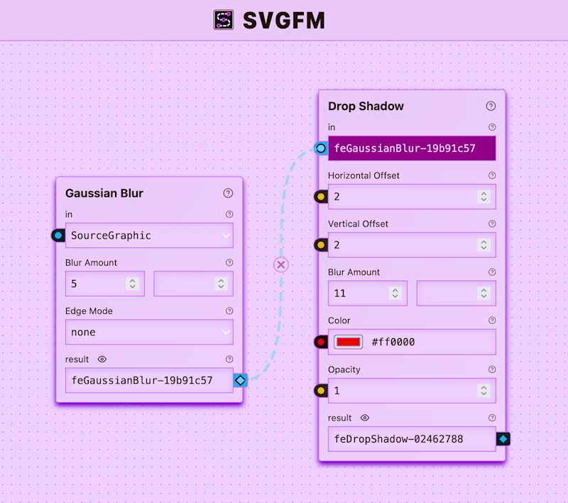 SVGFM showing two connected SVG filters.