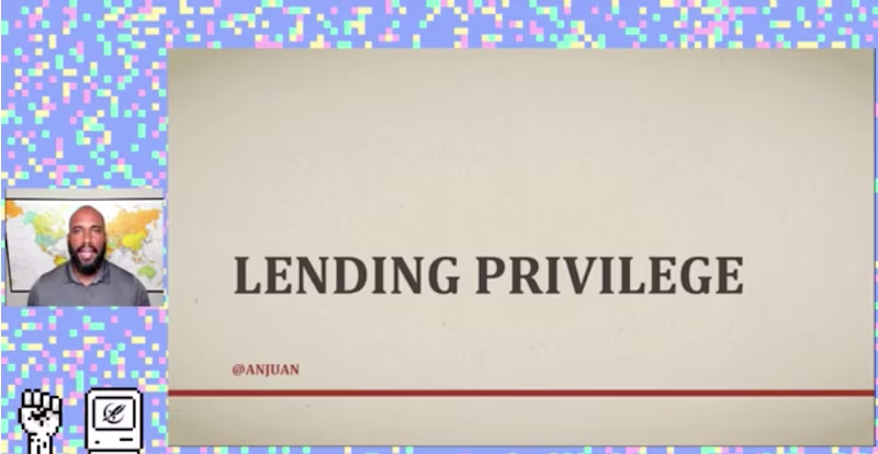 Cover slide of the talk "Lending privilige"