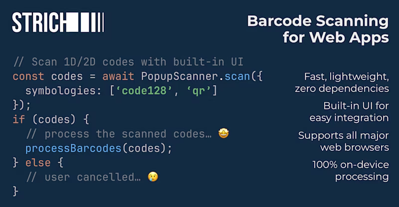 Strich β Barcode Scanning for Web Apps