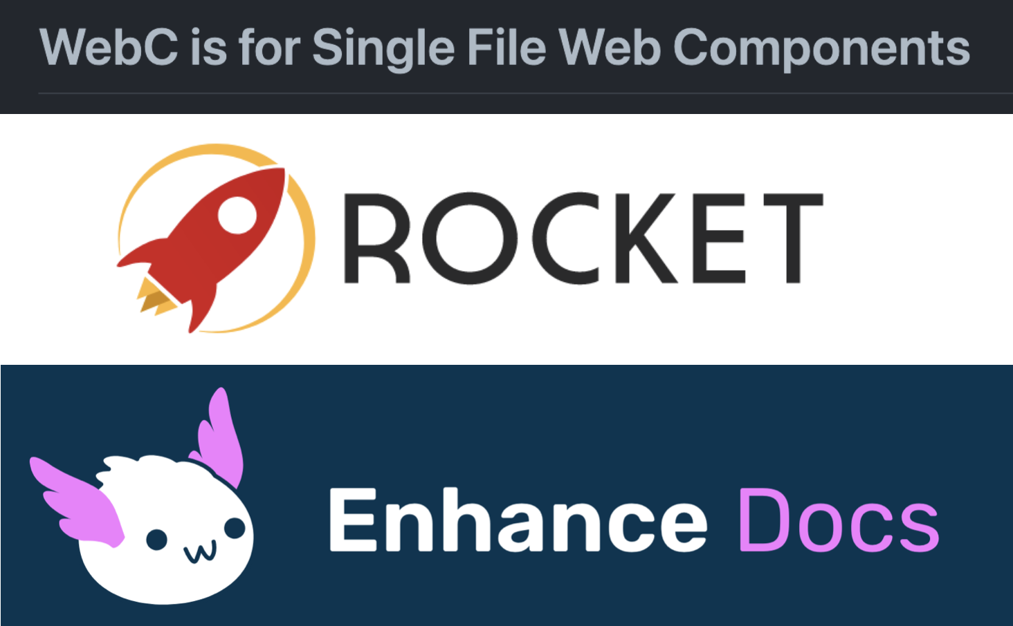 WebC, Rocket and Enhance logos