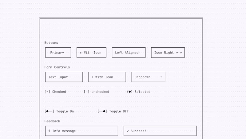 ASCII mock up showing a form UI with controls.