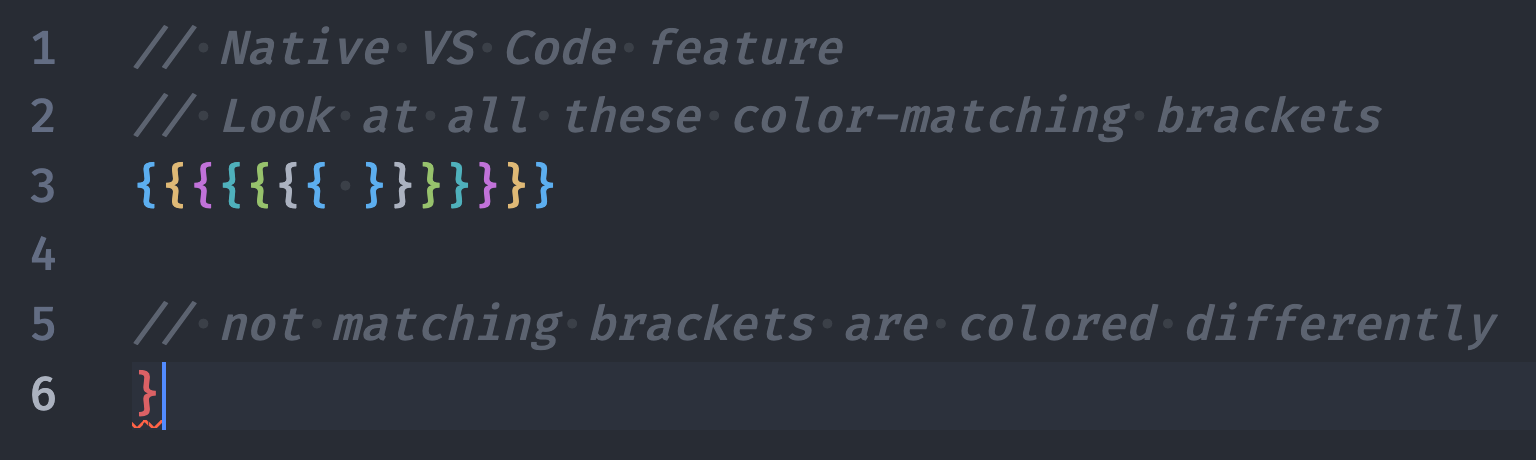 Colored brackets in VS Code