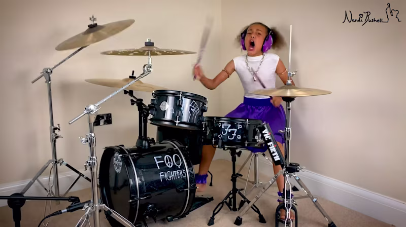 Nandi Burshell on the drums