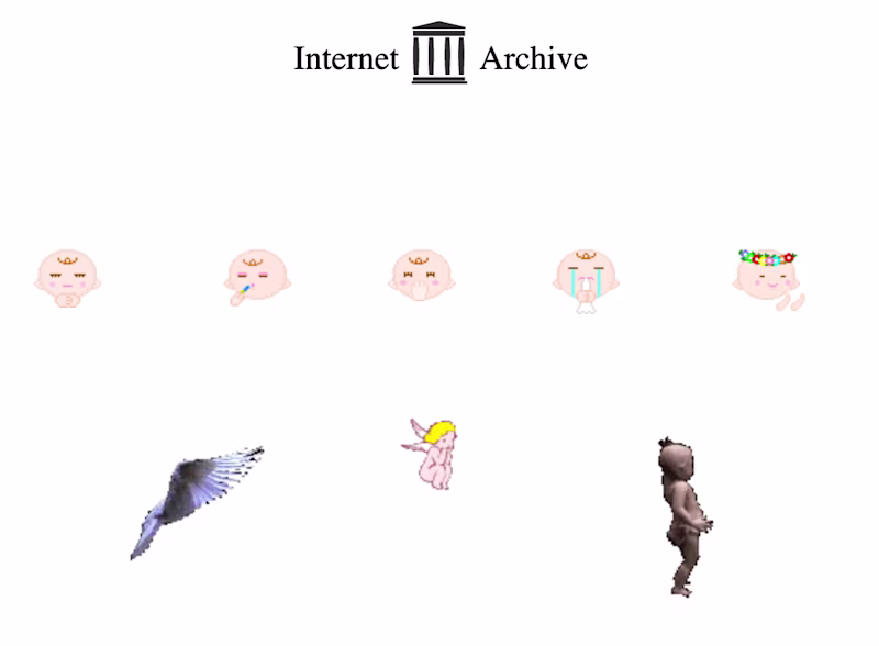Internet archive next to many gifs