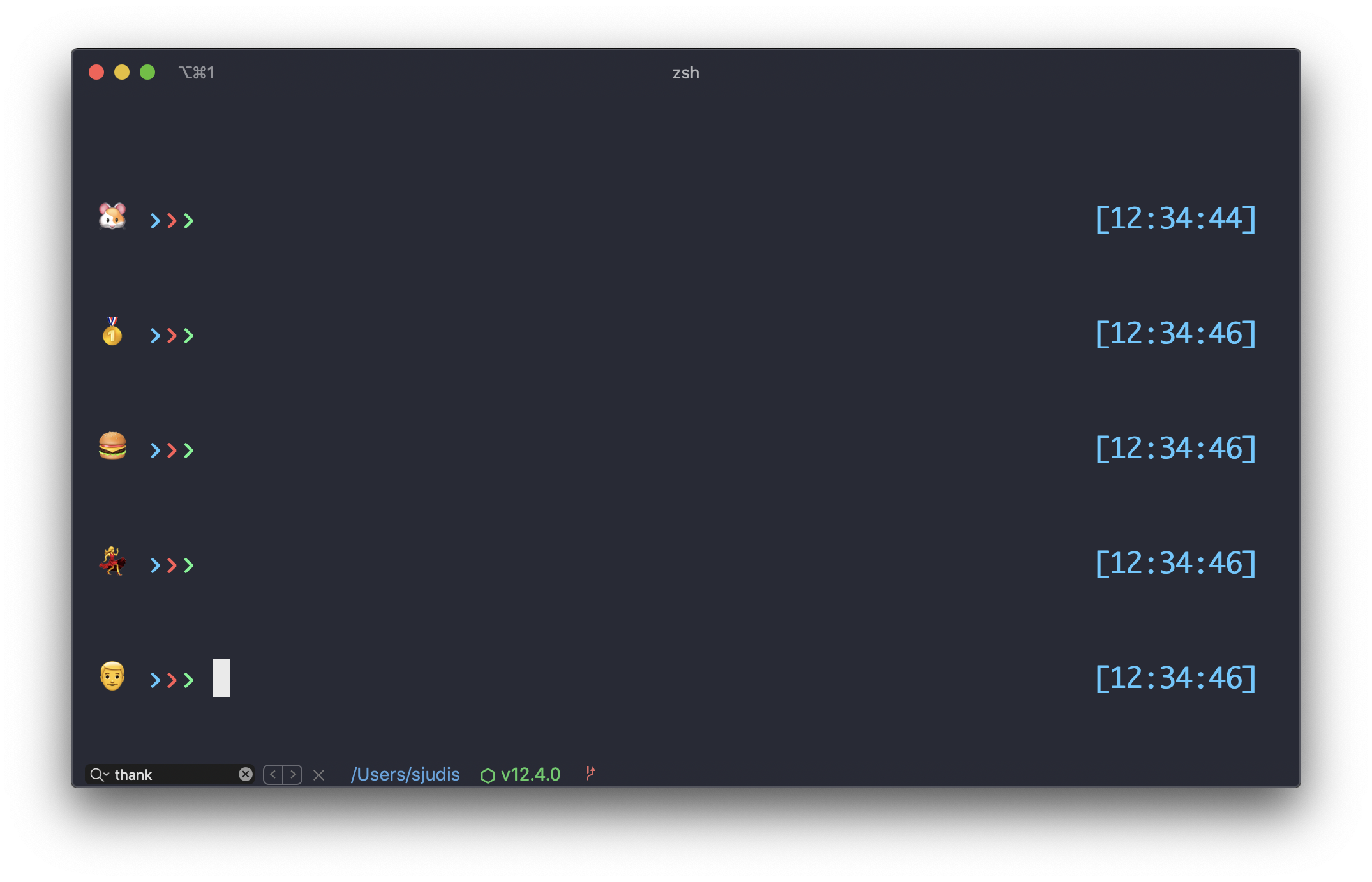 iTerm with a new random emoji on every prompt line