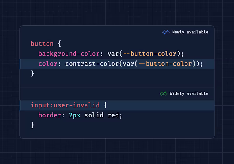 Baseline Newly Available: contrast-color / Baseline widely available :user-invalid