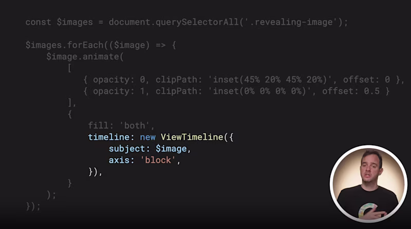 Bramus explaining scroll driven animations code.