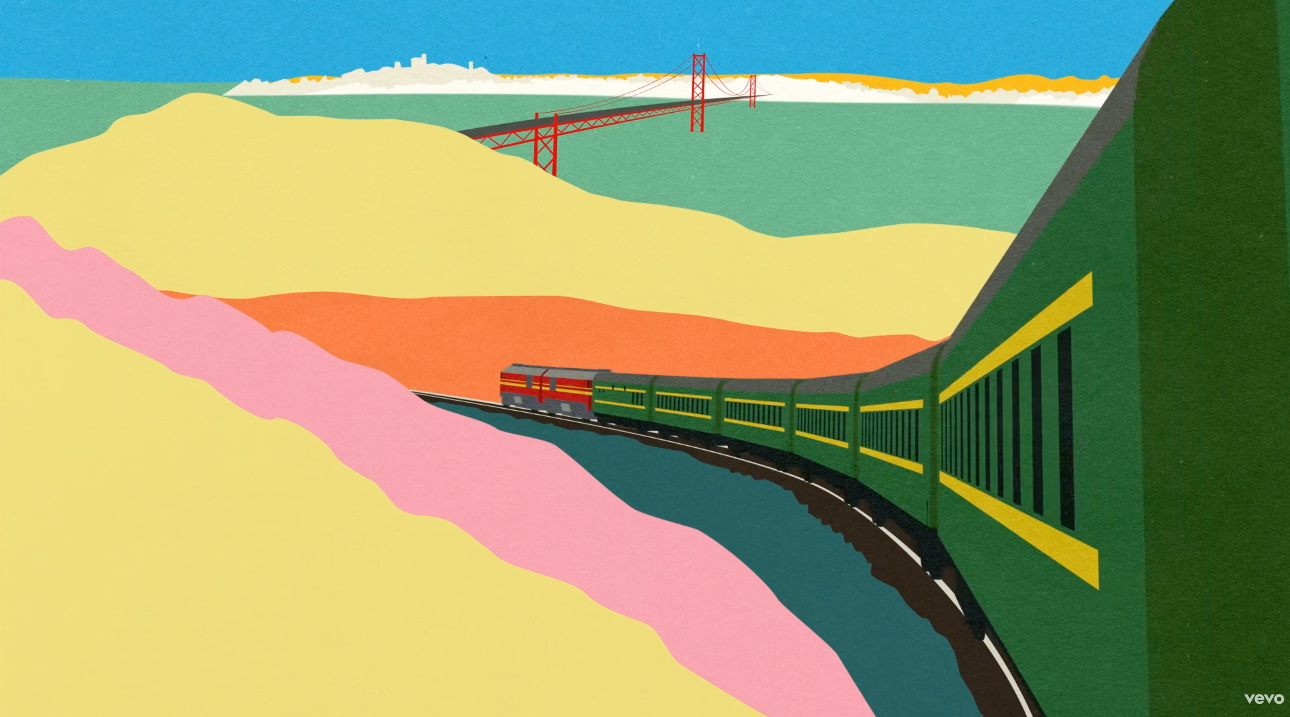 "L'aupaire, lùisa - Lisbon" — A colorful train painting.
