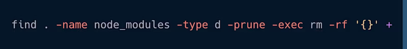 find . -name node_modules -type d -prune -exec rm -rf '{}' +