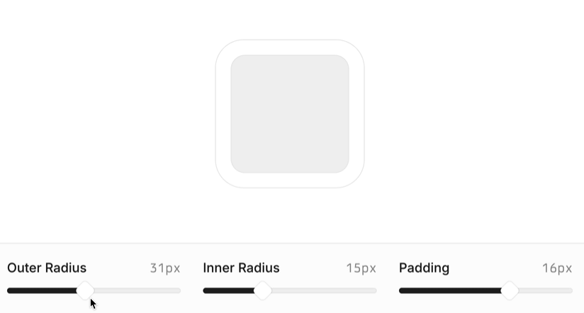 Component showing how calculated nested border radii look better.