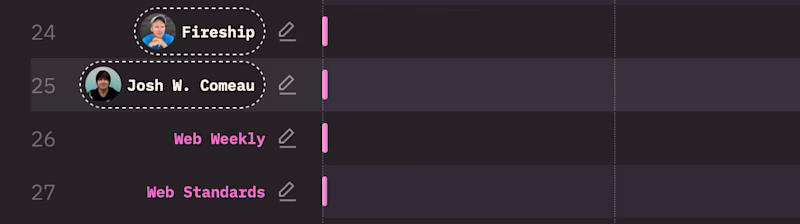 Web Weekly in the State of JS survey results next to Josh. W Comeau and Fireship.
