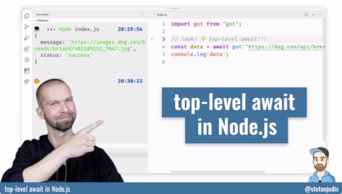 YouTube video - top-level await in Node.js