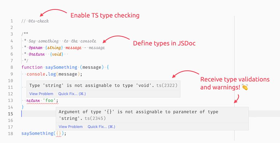 VS Code supports JSDoc-powered type checking | Stefan Judis Web Development