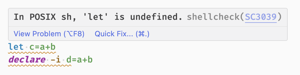 In POSIX sh, 'let' is undefined.