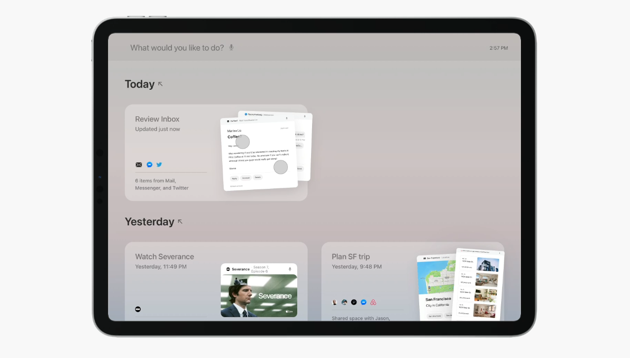 iPad app with a visualized swipe gesture.