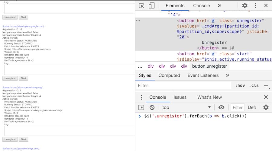 How to unregister all installed service workers in Chrome | Stefan ...