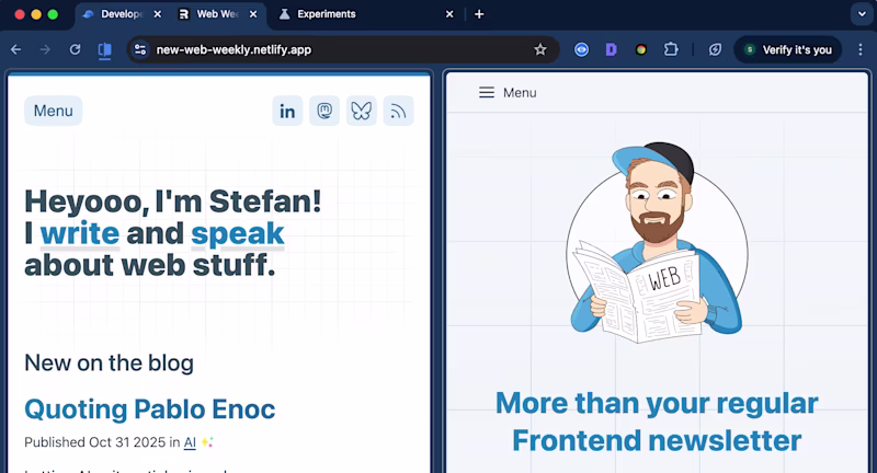 Experimental Chrome split view