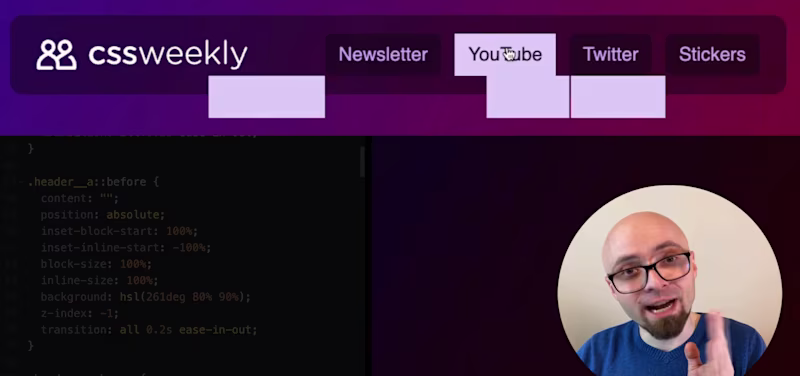 Zoran Jambor explaining a hover effect on YouTube.
