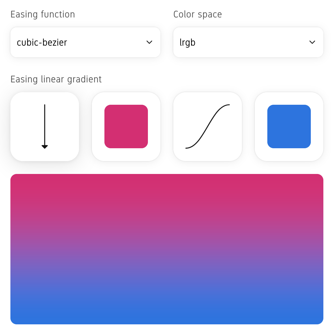 A CSS gradient configurator with multiple options.