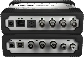 eSync 2 and OptiHub 2 devices stacked upon one another