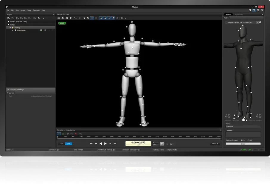 Screenshot showing how system calibrates new skeletons.