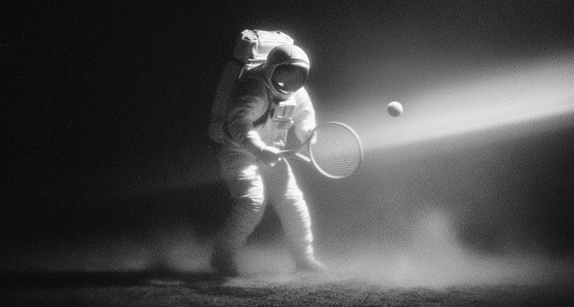 Astronaut playing tennis