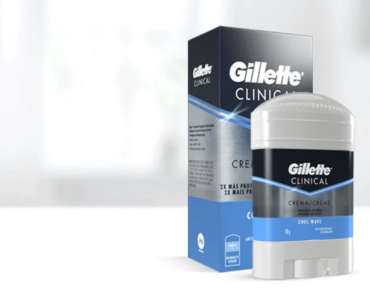 Antitranspirantes Clinical en Crema para hombre de Gillette que te ofrece máxima protección antitranspirante