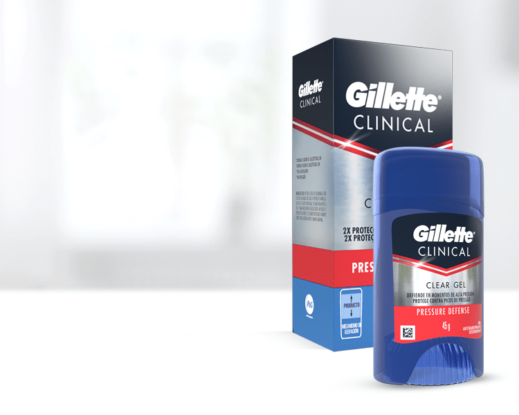 Antitranspirantes Clinical en Gel para hombre de Gillette que te ofrece máxima protección antitranspirante invisible