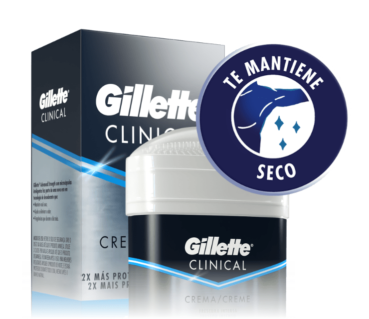 Antitranspirante Clinical en Crema para hombre de Gillette te mantiene seco durante tus entrenamientos