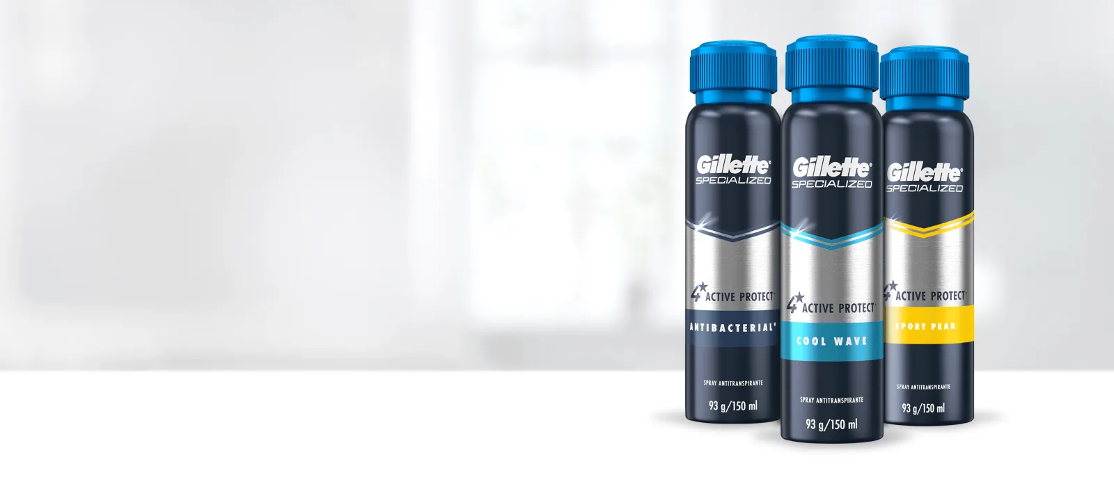 Familia de Sprays Antitranspirantes en Aerosol para hombre de Gillette que protegen contra el sudor y mal olor