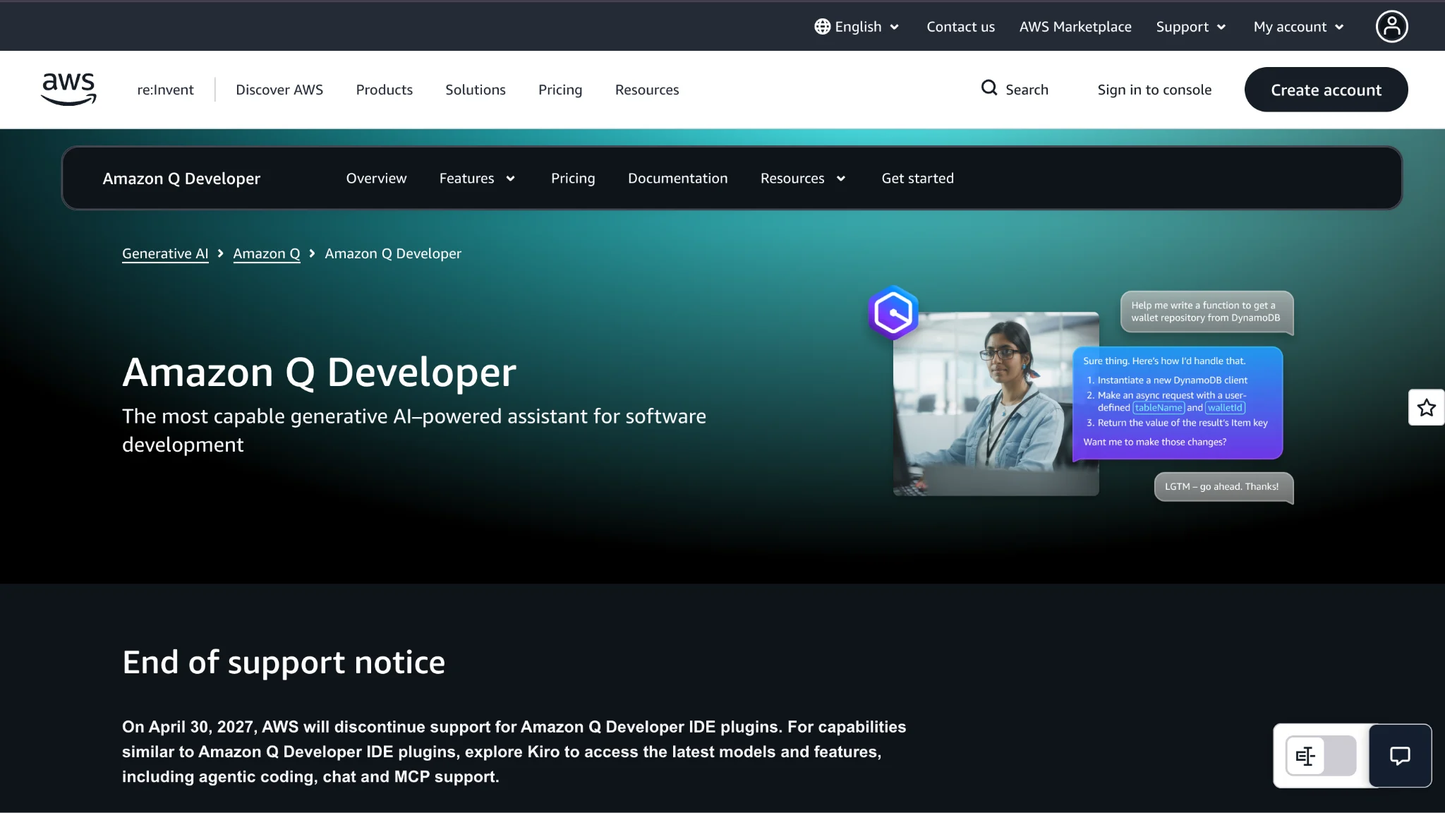 Amazon Q Developer, a GitHub Copilot alternative