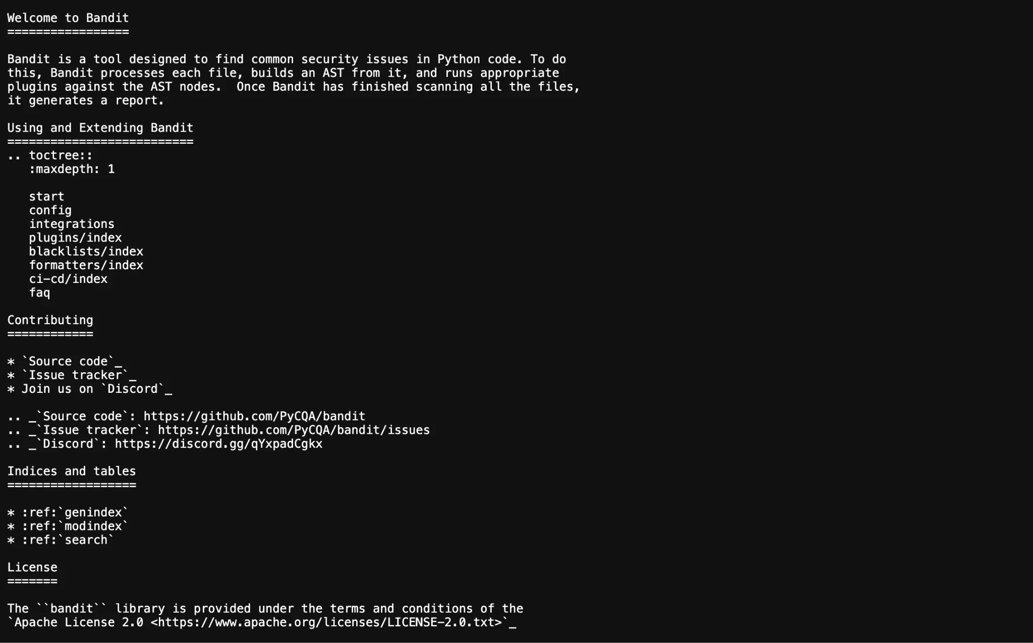 Bandit security scan identifying unsafe Python code patterns and recommending secure coding practices.