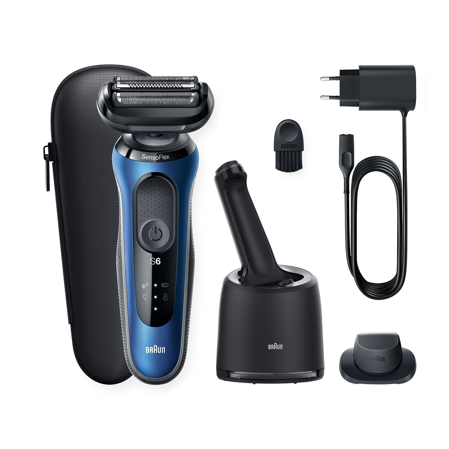 Series 6 61-B7200cc Wet & Dry shaver with SmartCare center and 1  attachment, blue.