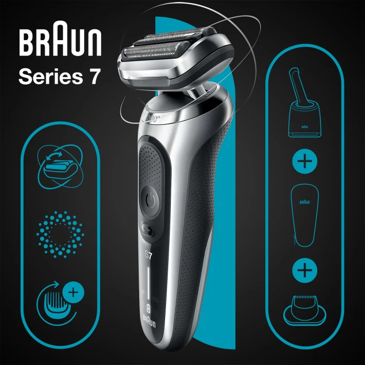 1 Wet with and center 71-S7200cc & 7 Series shaver attachment, Dry SmartCare