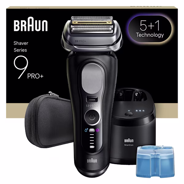 Braun Series 9 PRO+ 9660cc shaver with travel case and Cleaning Center. Braun Series 9 PRO+ 9660cc shaver with travel case and Cleaning Center.