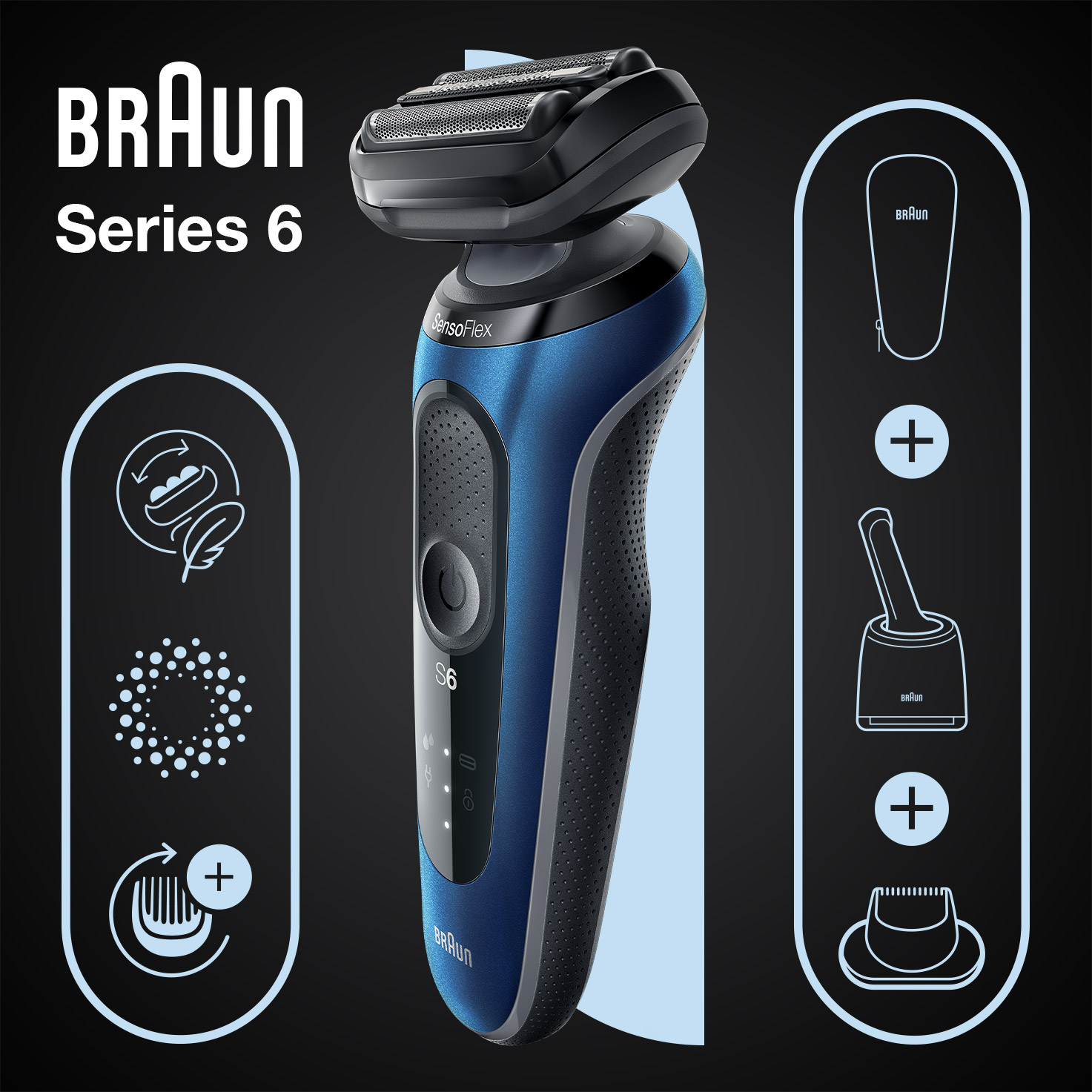 Series 6 61-B7200cc Wet & Dry shaver with SmartCare center and 1 