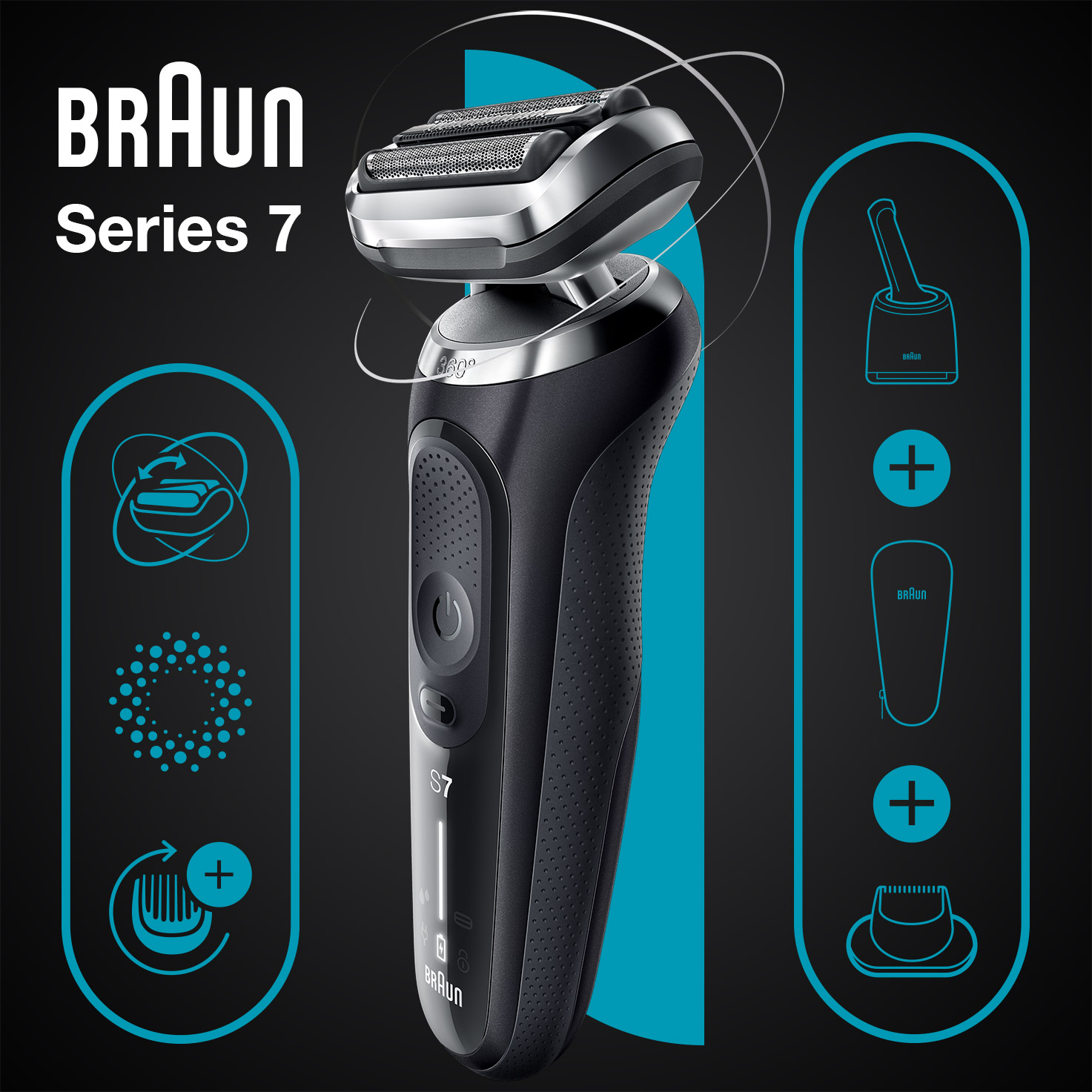  Braun Series 7 70-S7200cc Foil Foil Shaver, 360° Flex