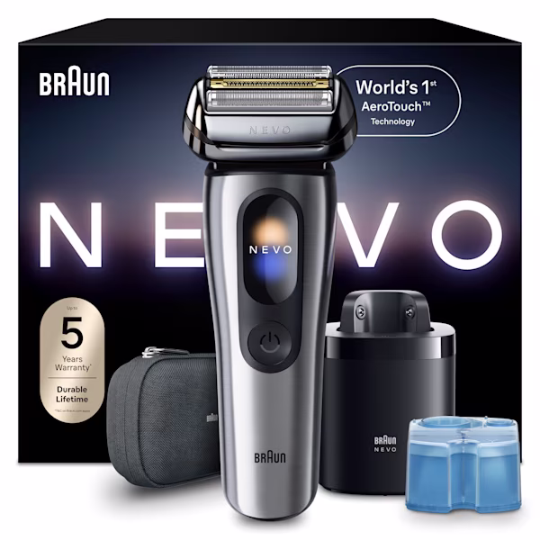 Braun NEVO shaver 11000c with Fabric Travel Case and 7in1 NEVO Care System. Braun NEVO shaver 11000c with Fabric Travel Case and 7in1 NEVO Care System.