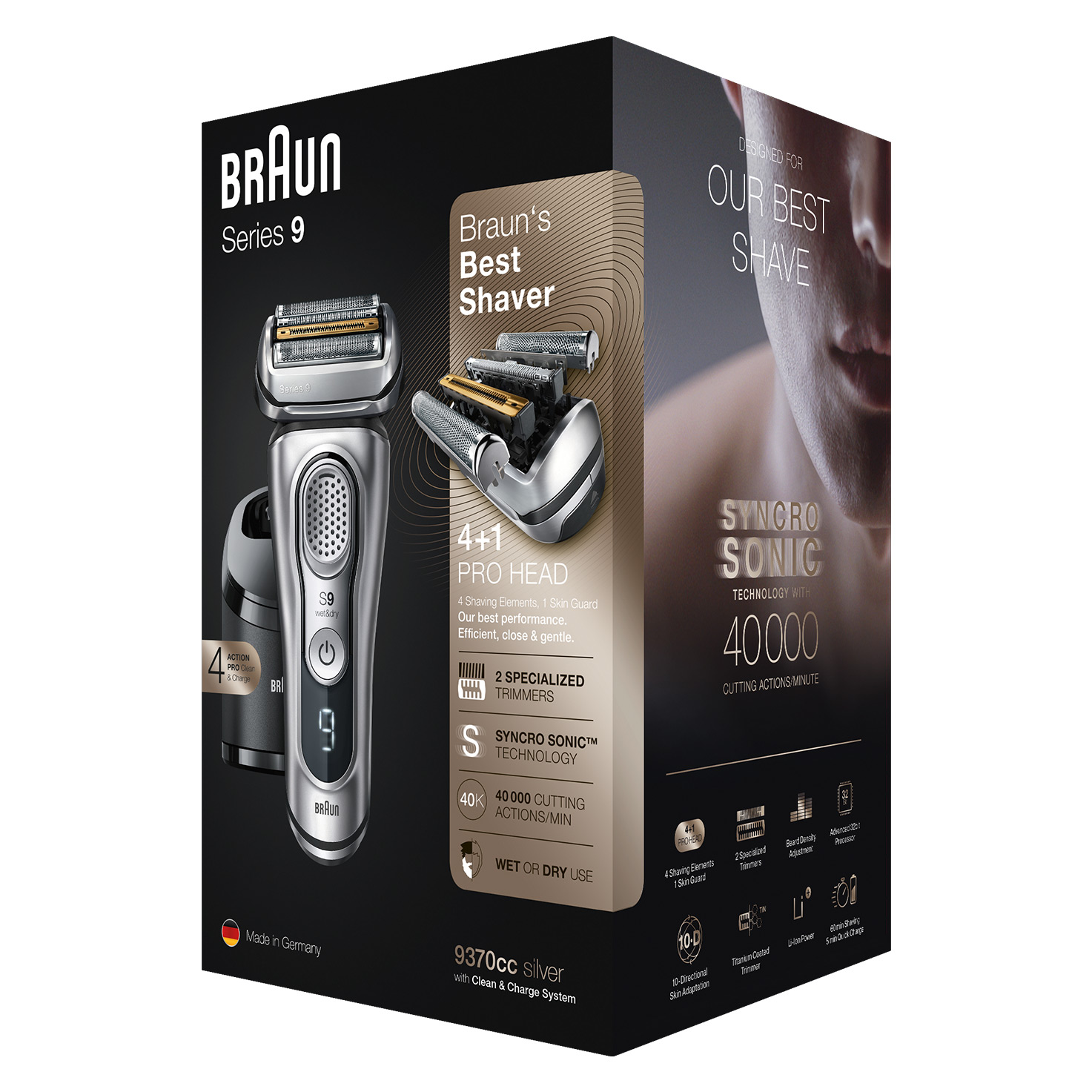 Series 9 9370cc silver shavers for men Braun