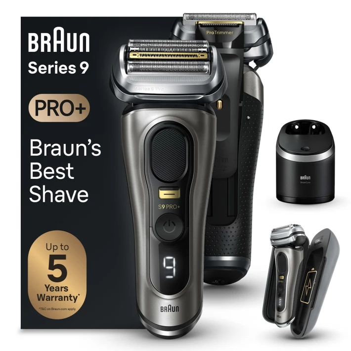 Series 9 Pro+ 9575cc Wet & Dry shaver with 6-in-1 SmartCare center and  PowerCase, noble metal.