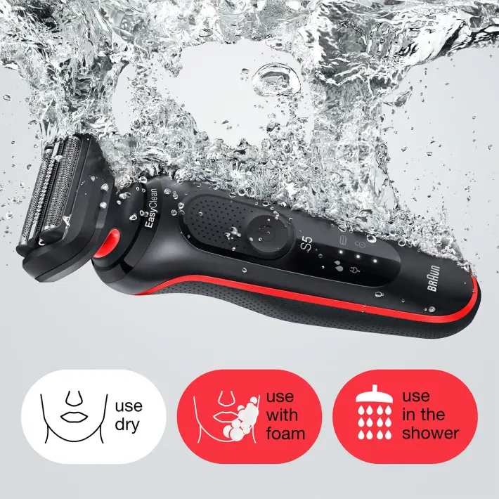 Series 5 51-R1000s Wet & Dry shaver, red.