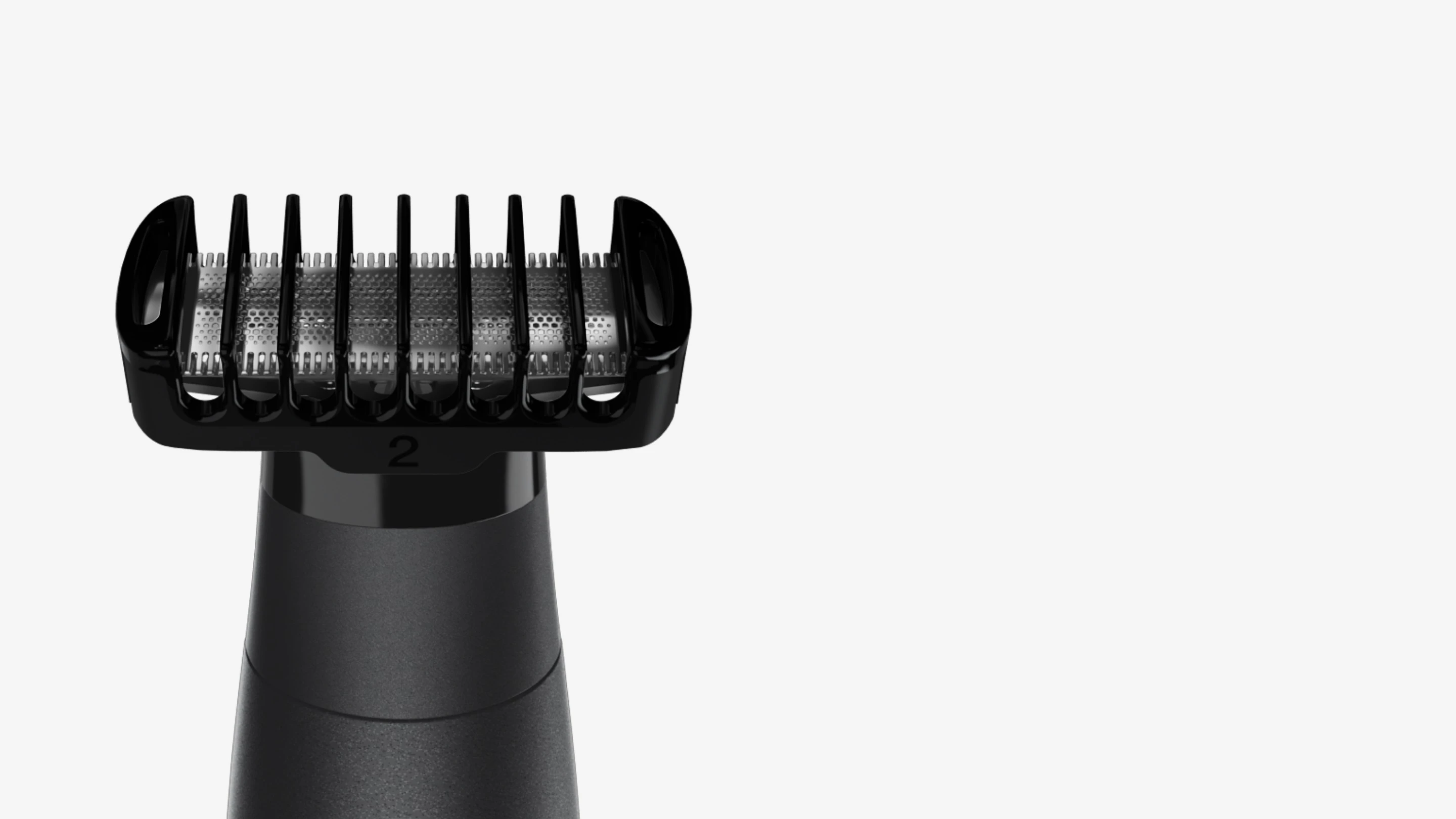 Trim your way. 2-way combs to trim in any direction.