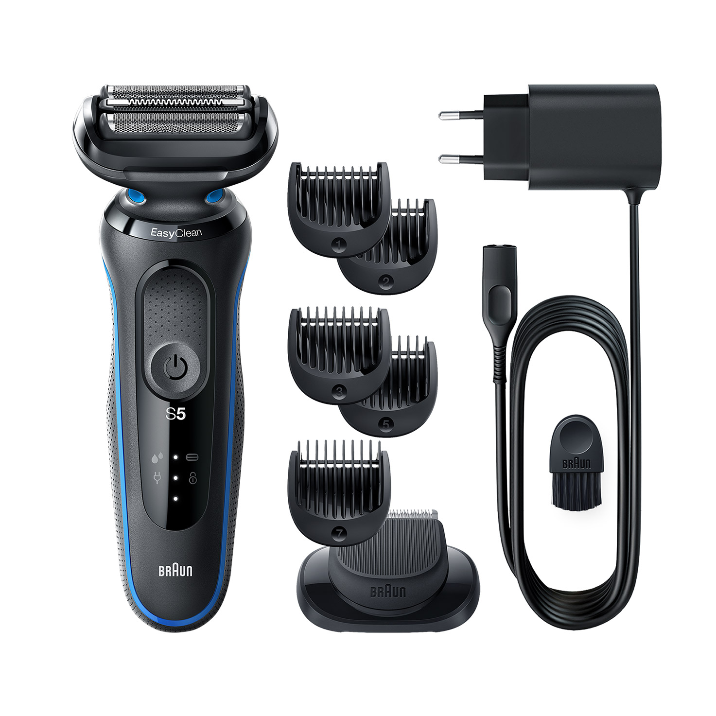 Series 5 51-B1500s Wet & Dry shaver with 1 attachment, blue.