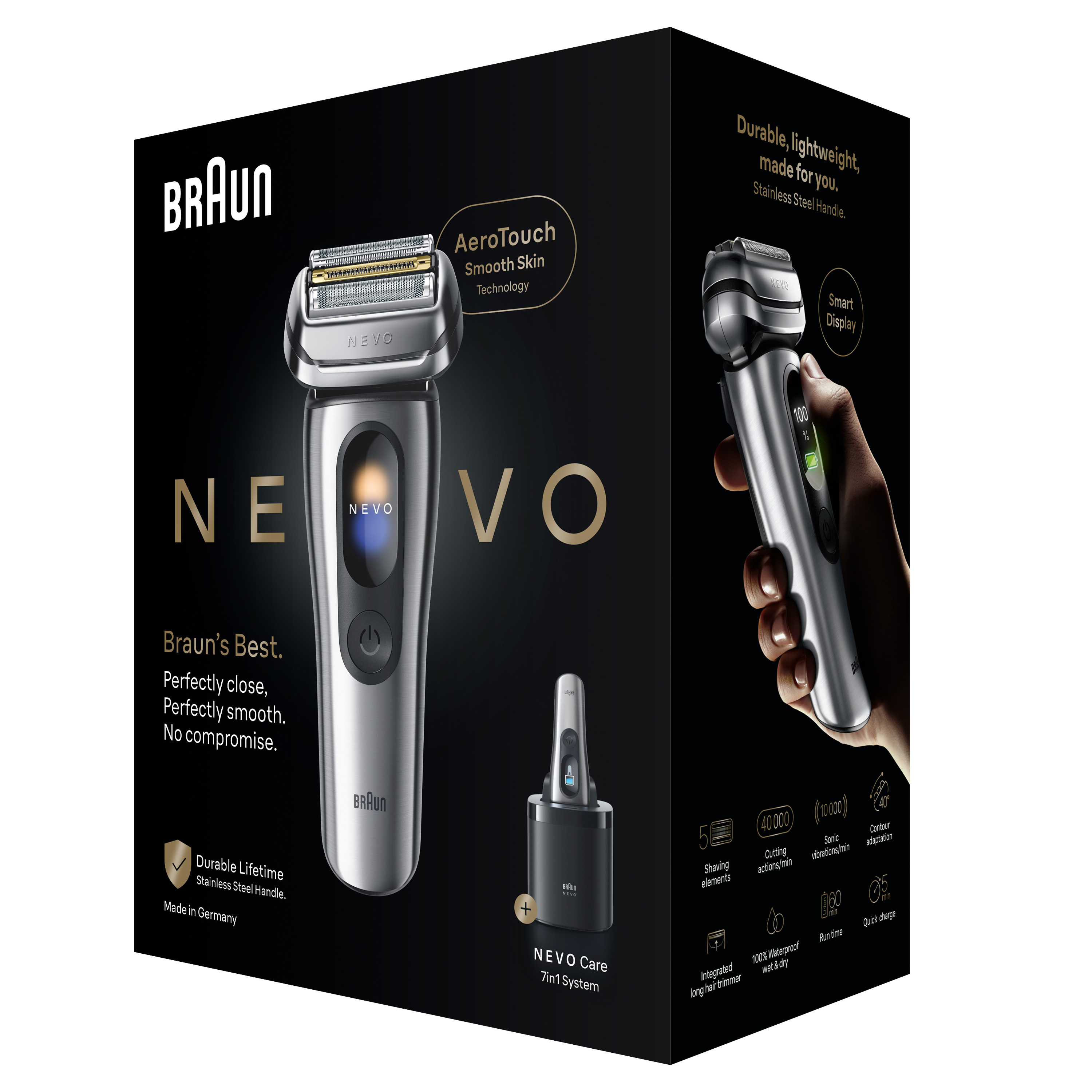 Braun NEVO 11000c Premium Men's Electric Shaver, Silver | Braun