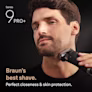 A man shaving with a Series 9 PRO+. Text reads: Braun's best shave. A man shaving with a Series 9 PRO+. Text reads: Braun's best shave.