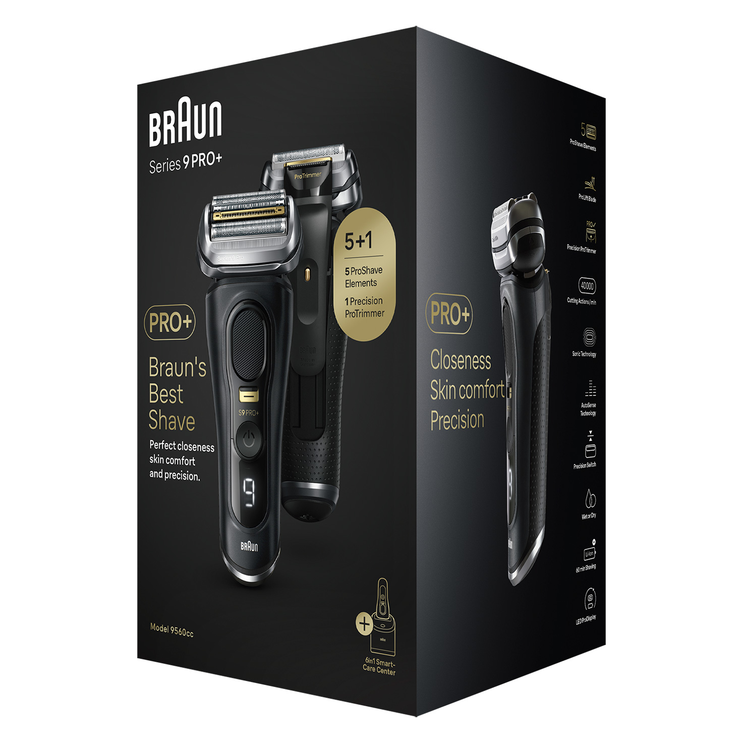 Series 9 9560cc Pro+ Wet center Dry with & case, SmartCare atelier and travel shaver 6-in-1