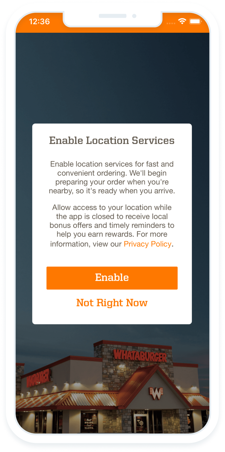 Whataburger location enable phone