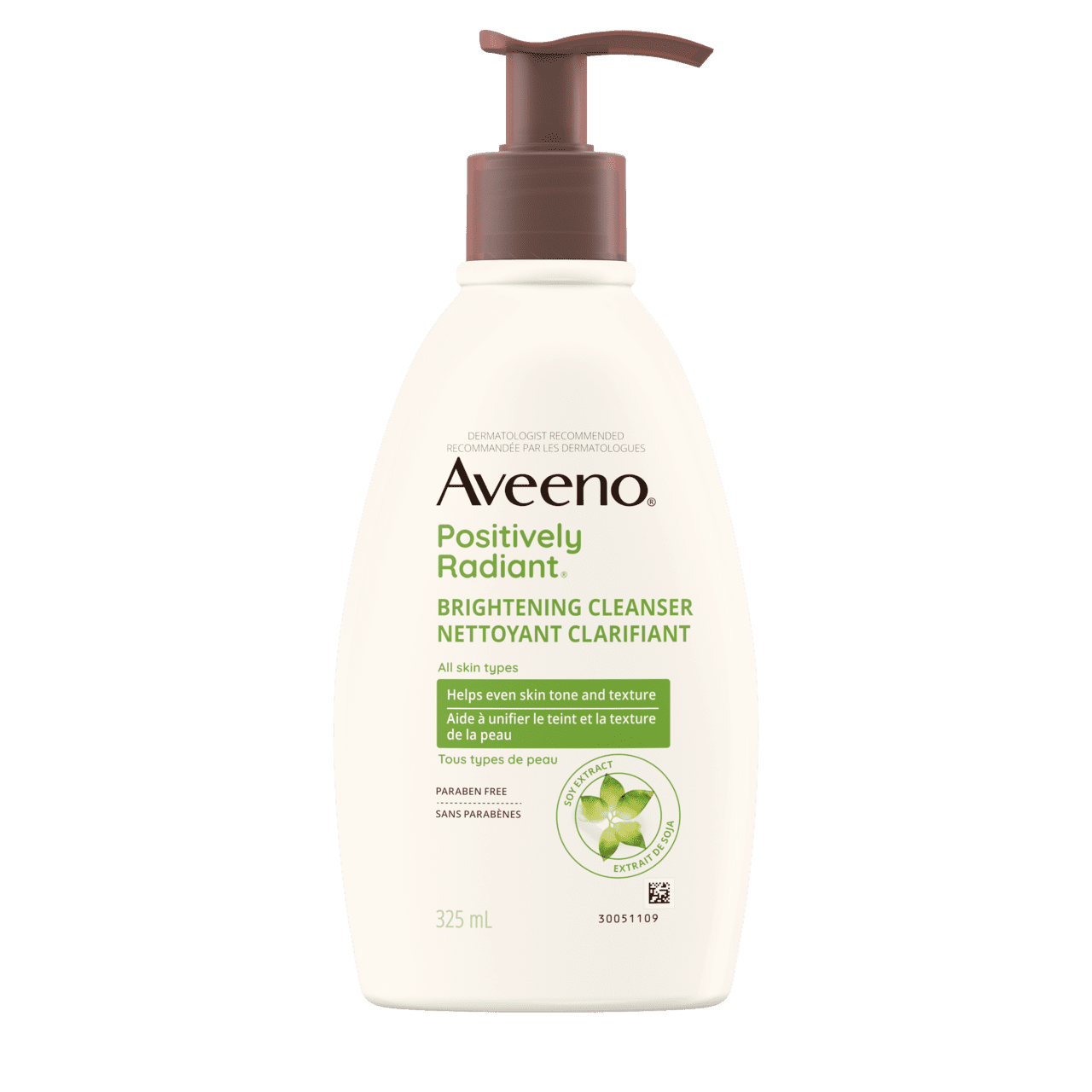 Flacon de 325 ml du nettoyant clarifiant AVEENO® Positively Radiant®